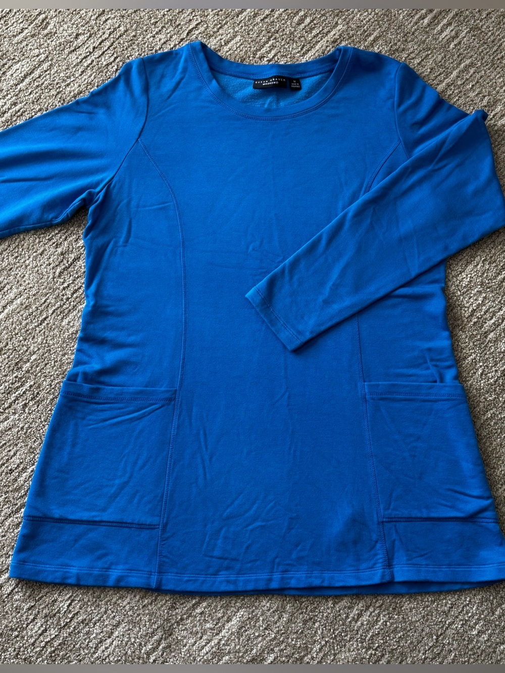 Susan Graver Weekend long sleeve knit tunic top M vibrant royal blue Fleece